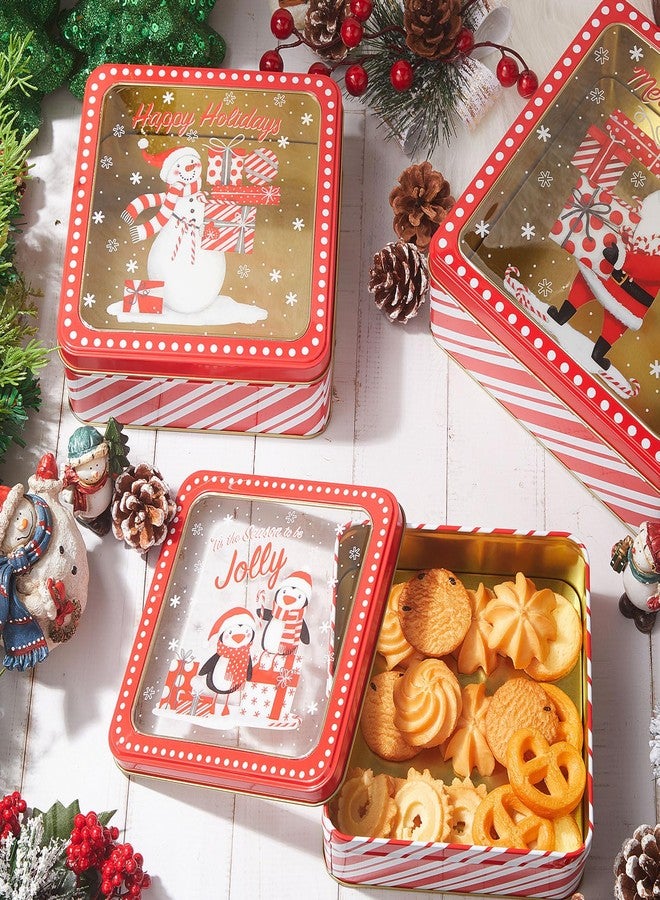 Lingvee 6 Pcs Christmas Cookie Tins with Lids for Gift Giving Metal Containers with Lids Christmas Cookie Tins Xmas Candy Boxes for Gift Giving & Holiday Treats, Large Medium Small(Cute) - Image 3